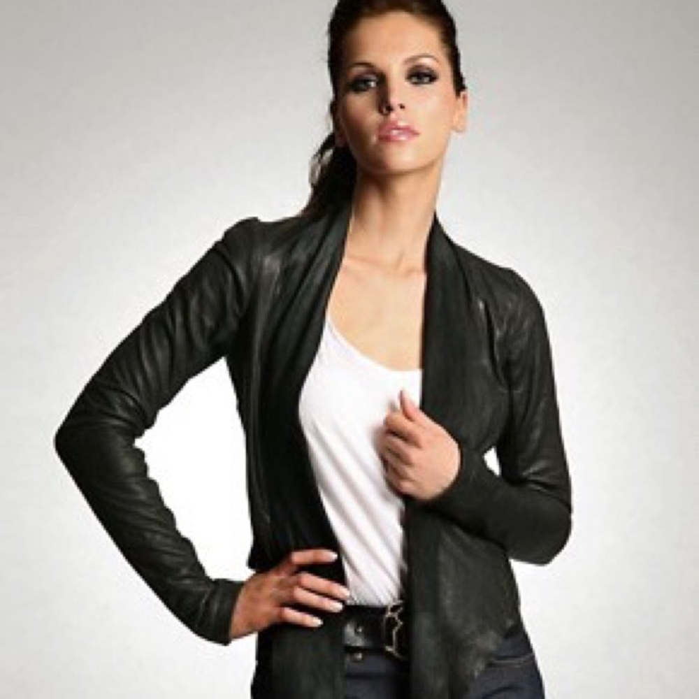 All Saints Black Leather “Cruz” Jacket Size 6